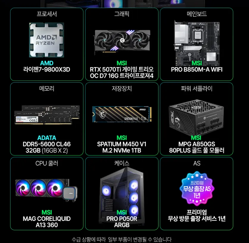 MSI MAG Codex Z2 B9NVR R7-9800X3D RTX5070Ti RAM 1TB 32G