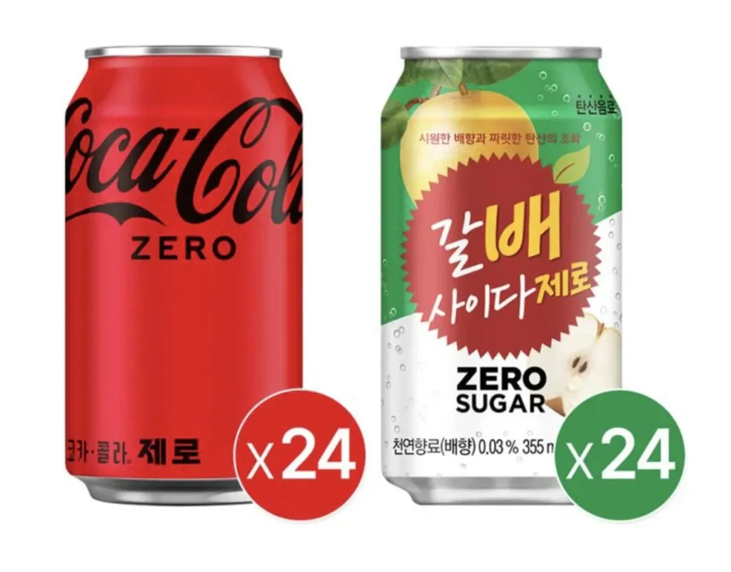 Coca-Cola Zero 350ml 24 gói + Galbae Cider Zero 355ml 24 gói