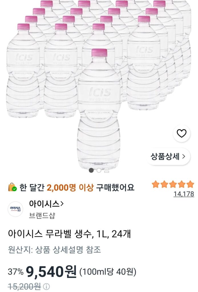Nước đóng chai không nhãn Isis, 1L, 24 chiếc