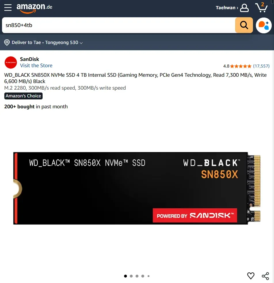 [Dogmazon] Mua trực tiếp SN850X 4TB
