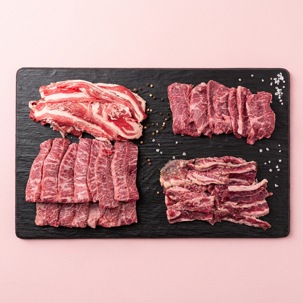 Set thịt bò tẩm bột, 300g thịt thăn + 200g sa tế + 200g thịt quạt + 200g thịt sườn + 300g thịt ba chỉ bò, 1,2kg, 1 set