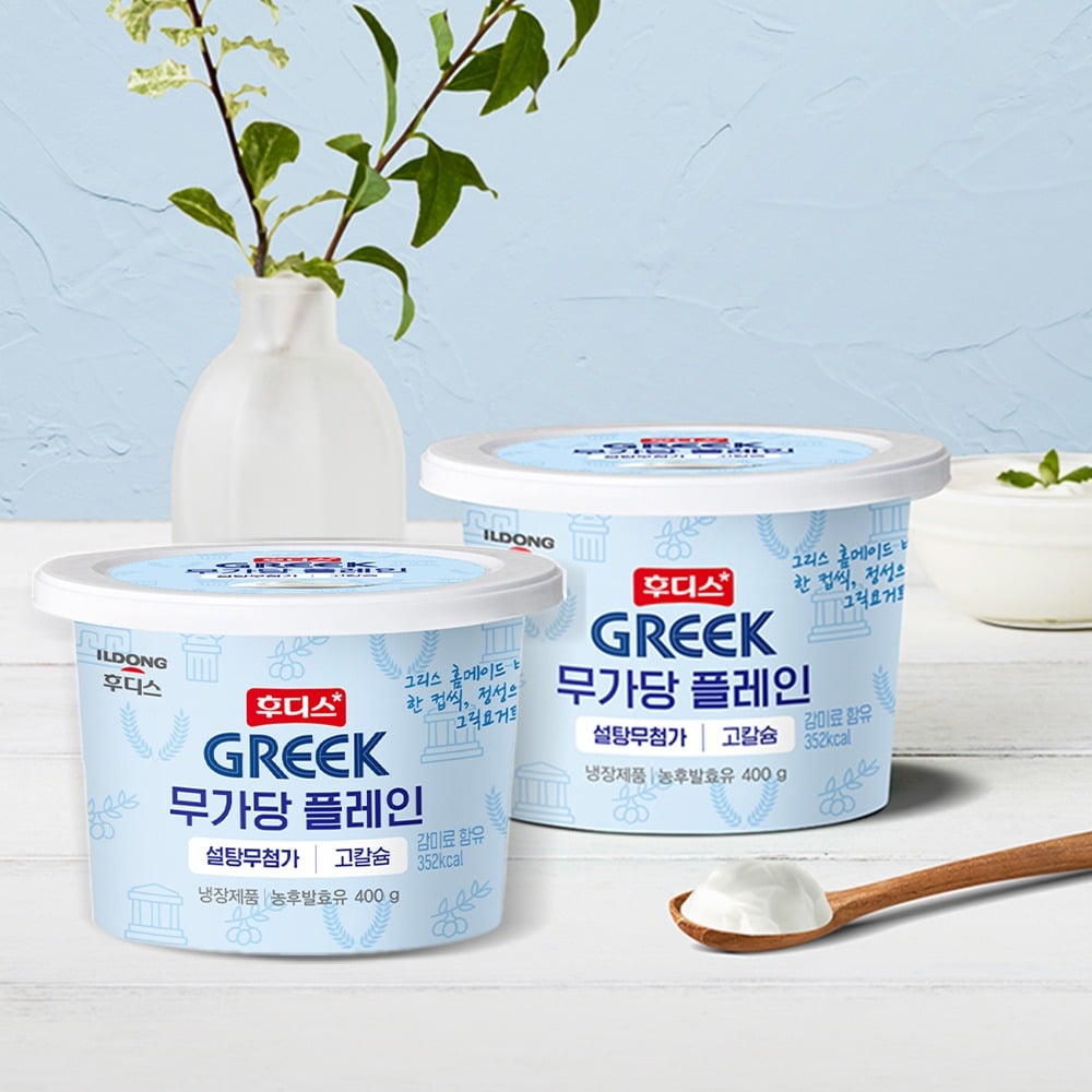 Sữa chua Hy Lạp nguyên chất không đường Hoodis, 400g, 2 chiếc