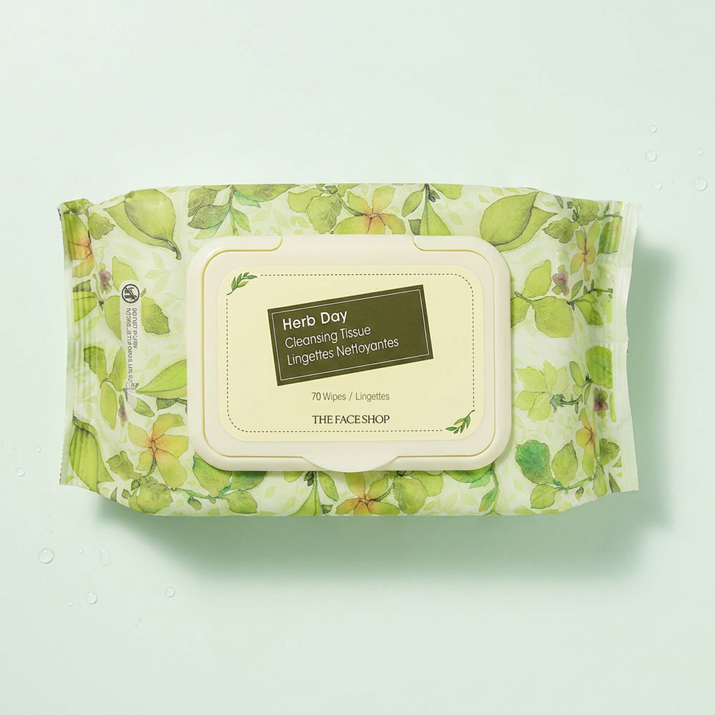 Khăn giấy làm sạch ban ngày The Face Shop Herb, 70 tờ, 3 chiếc