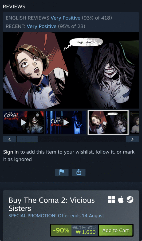 [Steam] The Coma 2: Vicious Sisters giảm giá 90%