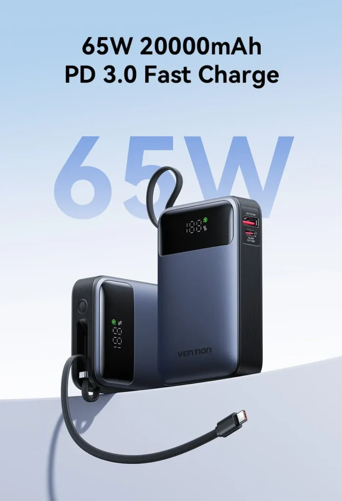 Pin phụ 20000mAh của Vention 65W Power Bank