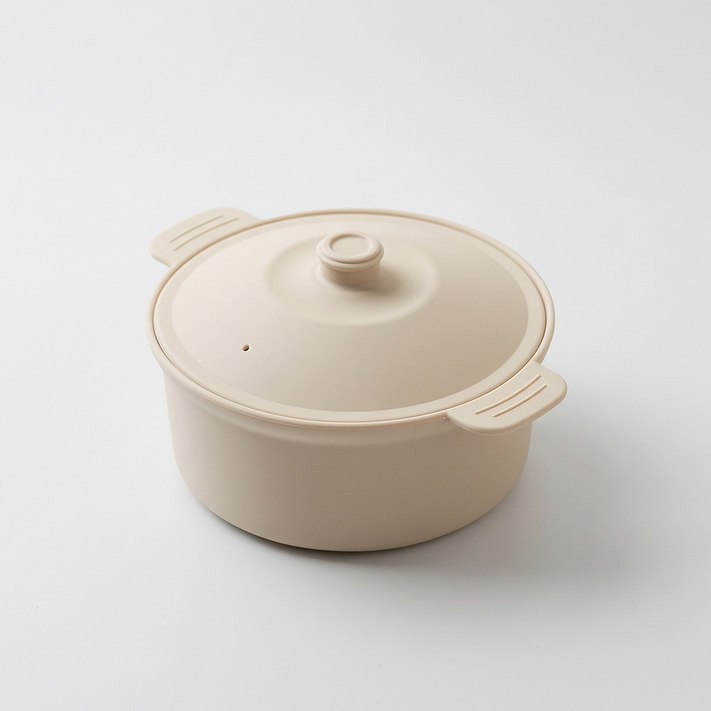 Nồi hấp đa năng silicon Calocook hình tròn, kem cát, 600ml, 1 cái
