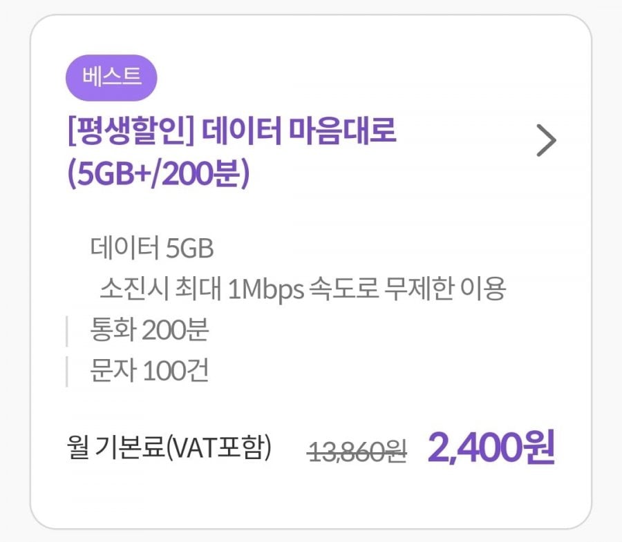 200 phút đàm thoại, 5GB+1mbps dữ liệu