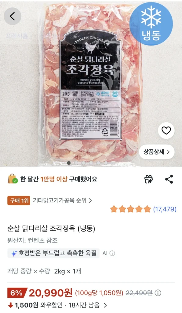 2kg thịt đùi gà rút xương (đông lạnh)