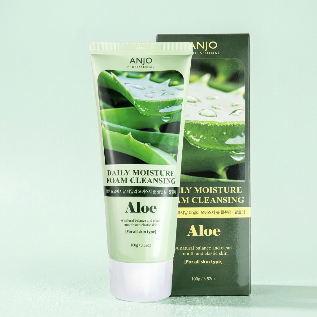 Sữa rửa mặt tạo bọt lô hội Ange Moisture, 100ml, 10 miếng