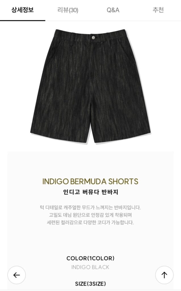 quần short bermuda màu chàm