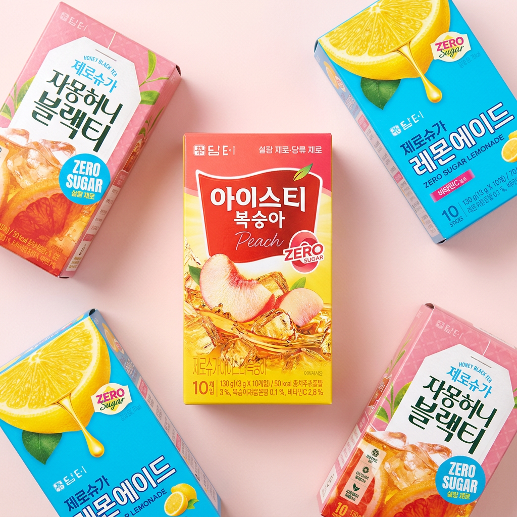 Bộ 3 Nước Damteo Không Đường, Trà Đá Đào + Trà Đen Bưởi Mật Ong + Nước chanh, 13g, 30 miếng, 1 miếng