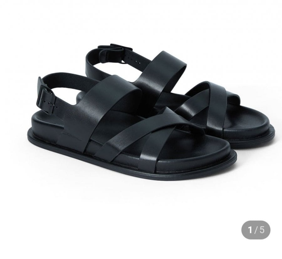 giày sandal nam quai ngang màu đen