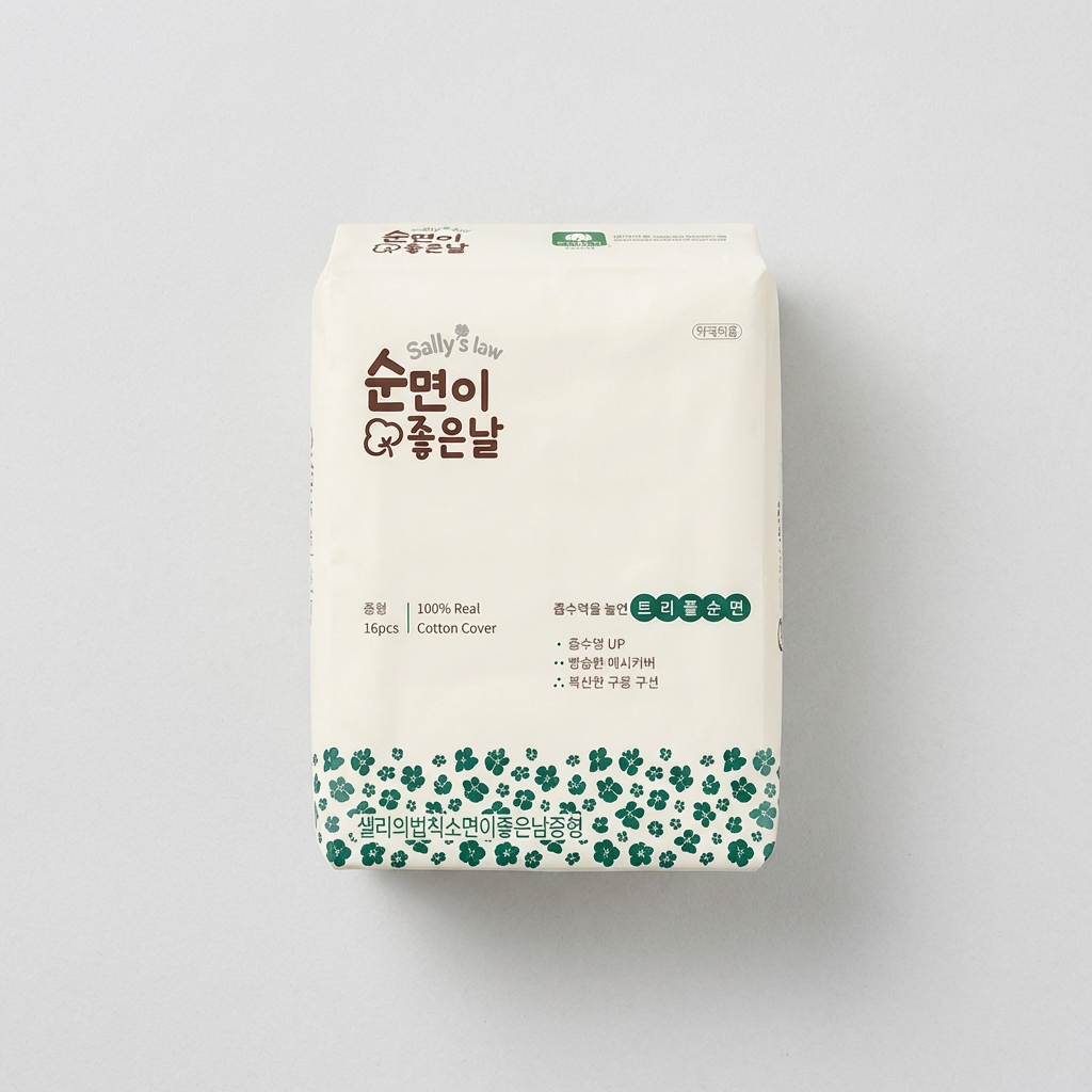 Băng vệ sinh Sally’s Law Triple Cotton Good Day size vừa, 16 tờ, 5 gói